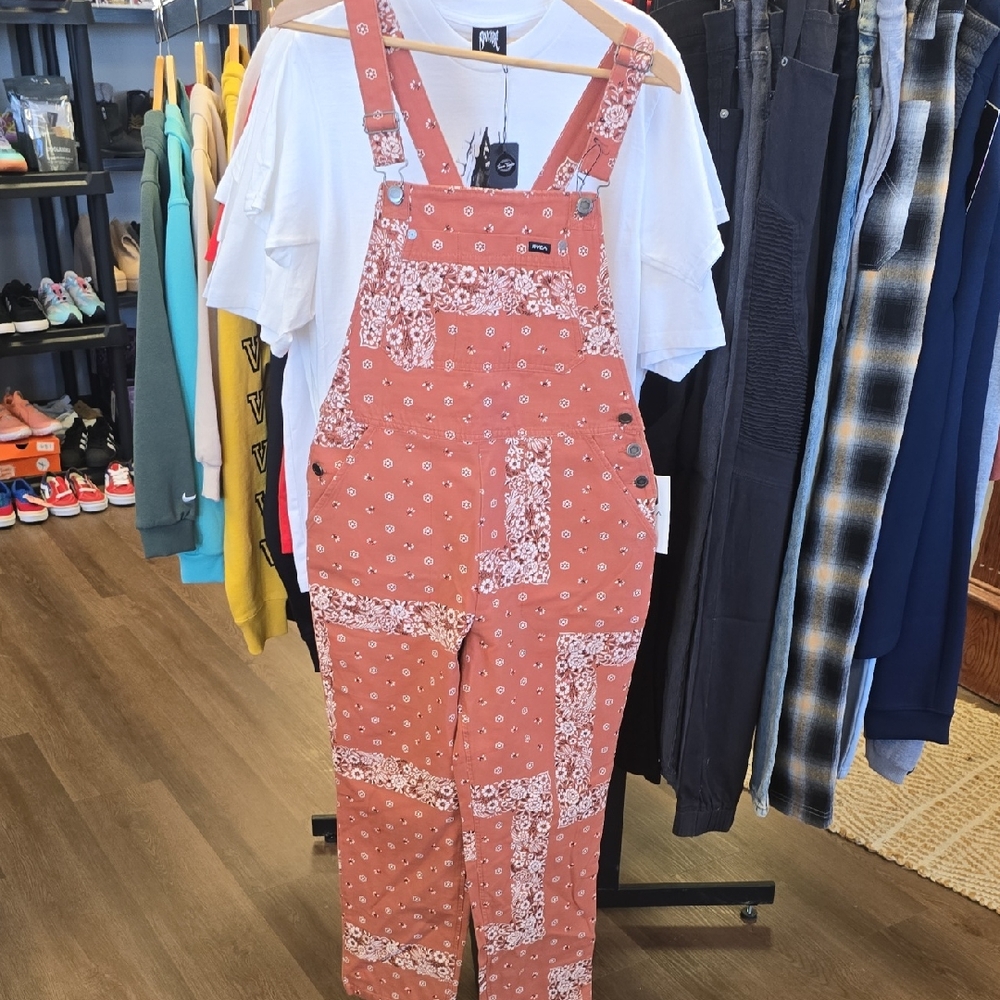 RVCA Terracotta Floral Overalls